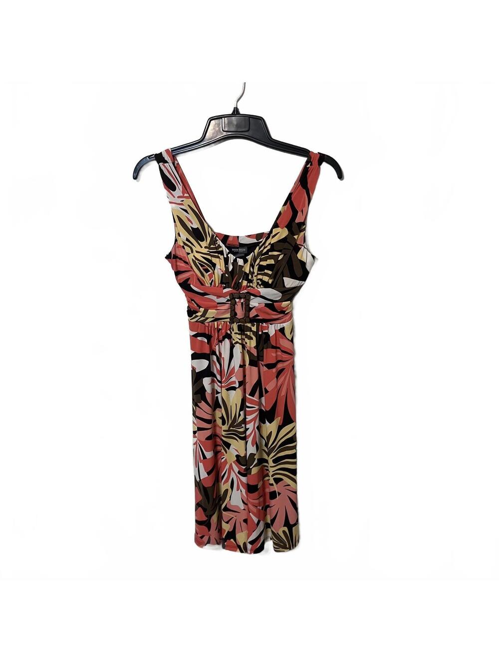 Bisou Bisou Vibrant Floral Boho Chic Tropical Romantic Sleeveless Dress Size 6
